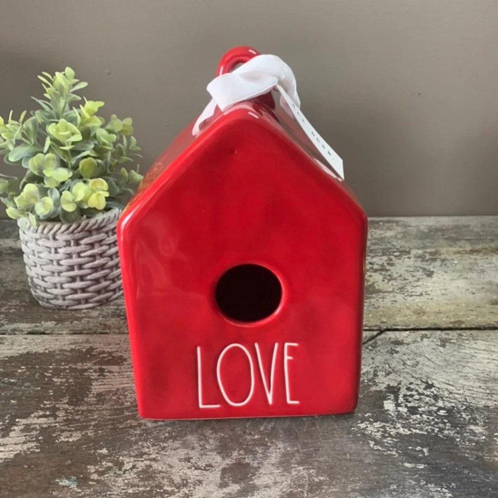 Rae Dunn Red LOVE birdhouse Valentine new